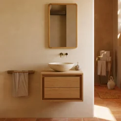 Kave Home Badkameraccessoires|Badkamermeubels|Badkamermeubel Kenta Teakhout, 60cm (excl. waskom)