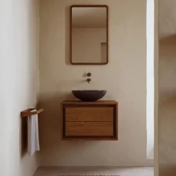Kave Home Badkameraccessoires|Badkamermeubels|Badkamermeubel Kenta Teakhout, 60cm (excl. waskom)