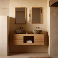 Kave Home Badkameraccessoires|Badkamermeubels|Badkamermeubel Kenta Teakhout, kleur (excl. waskom) Naturel