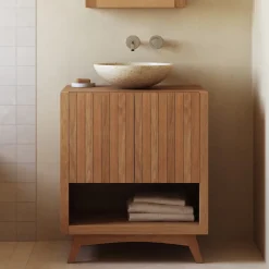 Kave Home Badkameraccessoires|Badkamermeubels|Badkamermeubel Kuveni Met 2 deuren, hout (excl. waskom) Teak