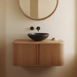 Kave Home Badkamermeubels|Badkamermeubel Mailen Essenhout, 90cm (excl. waskom)