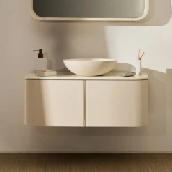 Kave Home Badkamermeubels|Badkamermeubel Salaya 90 x 45cm, kleur Beige (excl. waskom) Wit