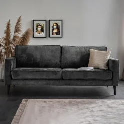 SEVN Rechte Bank|Bank Paulette 4-zits, Chenille, kleur Donkergrijs