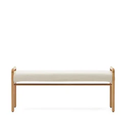 Kave Home Halbanken|Bankje Macaret Eikenhout en chenille