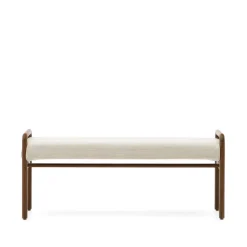 Kave Home Halbanken|Bankje Macaret Eikenhout en chenille