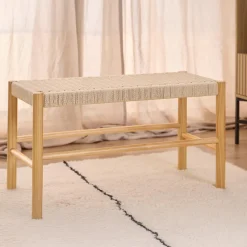 Bendt Halbanken|Bankje Marlen Geweven koord, 80cm Wit