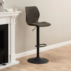 Bendt Barkruk Met Rugleuning|Barkruk Verstelbaar|Barkruk Algot PU, kleur (zithoogte 60-80cm) Antraciet