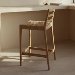 Kave Home Barkruk Met Rugleuning|Barkruk Analy Eiken (zithoogte 65cm)