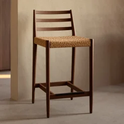 Kave Home Barkruk Met Rugleuning|Barkruk Analy Eiken (zithoogte 65cm)