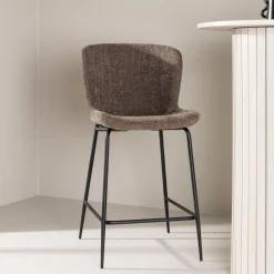 Nohr Barkruk Met Rugleuning|Barkruk Artesha Bouclé, kleur (zithoogte 65cm) Bruin