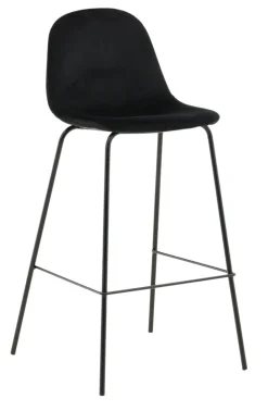 Nohr Barkruk Met Rugleuning|Barkruk Austina Velvet (zithoogte 77cm) Zwart