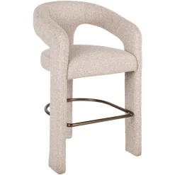 Richmond Interiors Barkruk Met Rugleuning|Barkruk Belle Bouclé, kleur Crème (zithoogte 66cm) Cru00e8me