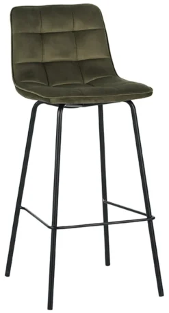 LABEL51 Barkruk Met Rugleuning|Barkruk Bistro Velvet (zithoogte 78cm)