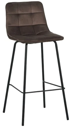 LABEL51 Barkruk Met Rugleuning|Barkruk Bistro Velvet (zithoogte 78cm)