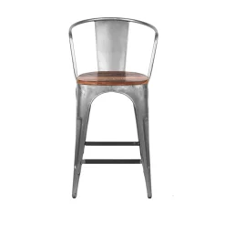 LABEL51 Barkruk Met Rugleuning|Barkruk Hout|Barkruk Bombay (zithoogte 63cm)