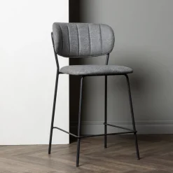 Nohr Barkruk Met Rugleuning|Barkruk Brinson kleur (zithoogte 61cm) Grijs