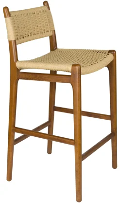 Dutchbone Barkruk Met Rugleuning|Barkruk Cecile Gevlochten papier (zithoogte 68cm)