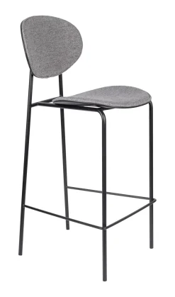 ZILT Barkruk Met Rugleuning|Barkruk Dina zithoogte 66cm, kleur Grijs