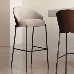 Kave Home Barkruk Met Rugleuning|Barkruk Eamy Essenhout (zithoogte 77cm)