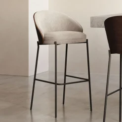 Kave Home Barkruk Met Rugleuning|Barkruk Eamy Essenhout (zithoogte 65cm)