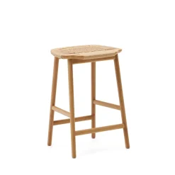 Kave Home Barkruk Hout|Barkruk Enit Eikenhout, kleur (zithoogte 65cm) Naturel