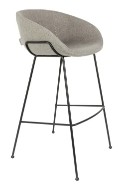 Zuiver Barkruk Met Rugleuning|Barkruk Feston Stof, kleur (zithoogte 76cm) Grijs