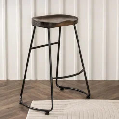 Nohr Barkruk Hout|Barkruk Fotini Grenenhout (zithoogte 74cm) Zwart