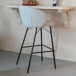 ZILT Barkruk Met Rugleuning|Barkruk Jacquelyne Bouclé, kleur (zithoogte 75cm) Beige