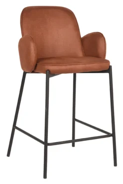 LABEL51 Barkruk Met Rugleuning|Barkruk Leer / Kunstleer|Barkruk Jari Microfiber (zithoogte 65cm)