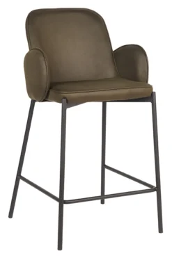 LABEL51 Barkruk Met Rugleuning|Barkruk Leer / Kunstleer|Barkruk Jari Microfiber (zithoogte 65cm)