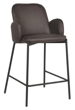 LABEL51 Barkruk Met Rugleuning|Barkruk Leer / Kunstleer|Barkruk Jari Microfiber (zithoogte 65cm)