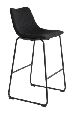 Light & Living Barkruk Met Rugleuning|Barkruk Jeddo Bouclé, kleur (zithoogte 72cm) Zwart