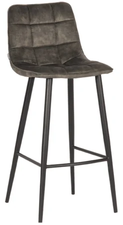 LABEL51 Barkruk Met Rugleuning|Barkruk Jelt Velvet (zithoogte 78cm) Groen