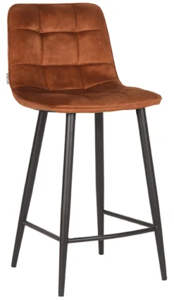 LABEL51 Barkruk Met Rugleuning|Barkruk Jelt Velvet (zithoogte 65cm)