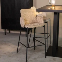 LABEL51 Barkruk Met Rugleuning|Barkruk Joni Elegance stof (zithoogte 78cm)