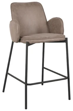 LABEL51 Barkruk Met Rugleuning|Barkruk Joni Micro Suede, kleur Taupe