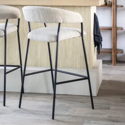 Eleonora Barkruk Met Rugleuning|Barkruk Luka Bouclé (zithoogte 68cm)