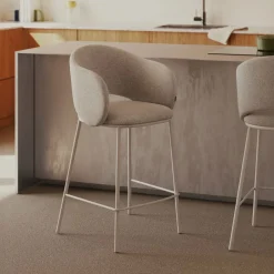 Kave Home Barkruk Met Rugleuning|Barkruk Maina kleur (zithoogte 65cm) Beige