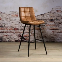 Tower Living Barkruk Met Rugleuning|Barkruk Leer / Kunstleer|Barkruk Navarra Lederlook (zithoogte 75cm)