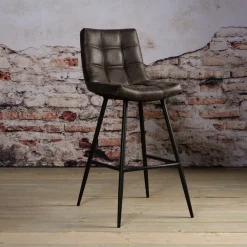 Tower Living Barkruk Met Rugleuning|Barkruk Leer / Kunstleer|Barkruk Navarra Lederlook (zithoogte 75cm)