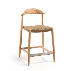 Kave Home Barkruk Met Rugleuning|Barkruk Nina Acaciahout (zithoogte 62cm)