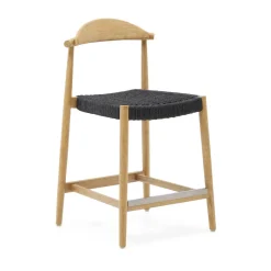 Kave Home Barkruk Met Rugleuning|Barkruk Nina Acaciahout (zithoogte 62cm)