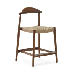 Kave Home Barkruk Met Rugleuning|Barkruk Nina Acaciahout (zithoogte 62cm)