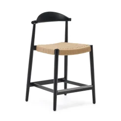 Kave Home Barkruk Met Rugleuning|Barkruk Nina Acaciahout (zithoogte 62cm)