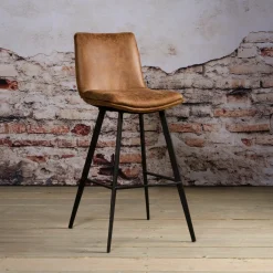 Tower Living Barkruk Met Rugleuning|Barkruk Leer / Kunstleer|Barkruk Pamplona (zithoogte 75cm)