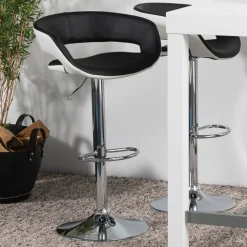 Bendt Barkruk Met Rugleuning|Barkruk Verstelbaar|Barkruk Pia PU-leder Zwart / wit