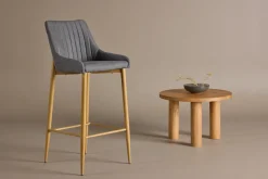 Nohr Barkruk Met Rugleuning|Barkruk Quennel Linnenlook (zithoogte 74cm)