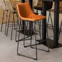 LABEL51 Barkruk Leer / Kunstleer|Barkruk Met Rugleuning|Barkruk Risto Lederlook (zithoogte 75cm)