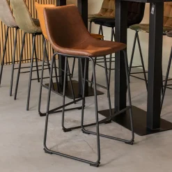 LABEL51 Barkruk Leer / Kunstleer|Barkruk Met Rugleuning|Barkruk Risto Lederlook (zithoogte 75cm)