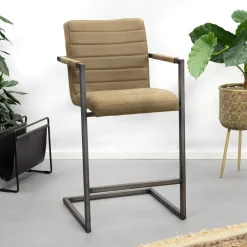 Tower Living Barkruk Met Rugleuning|Barkruk Leer / Kunstleer|Barkruk Rocca (zithoogte 69cm)